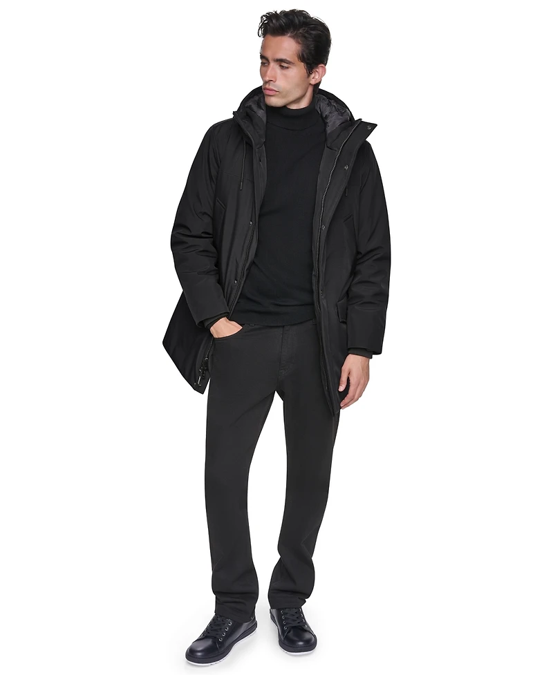 Dkny Men's Heavyweight Signature Parka with Attached Hood Jacket