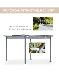 Outsunny 11.5'x11.5' Retractable Patio Gazebo Pergola, Uv Resist,