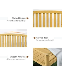 Outsunny 56" Outdoor Wood Bench, 2-Seater Wooden Garden Bench with Slatted Seat, Backrest & Arm Rests for Patio, Porch, Poolside, Balcony, Natural