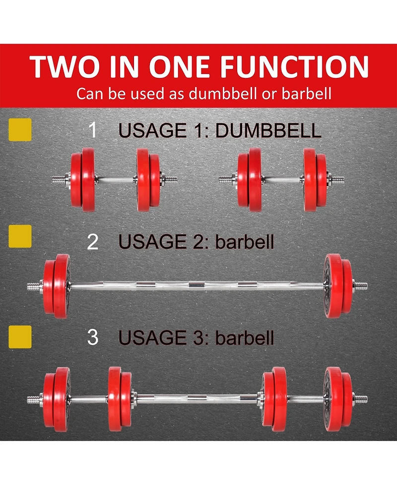 Soozier Barbell Dumbbells 2-in-1 Combo Free Weight Set, 44 lbs.