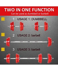 Soozier Barbell Dumbbells 2-in-1 Combo Free Weight Set, 44 lbs.