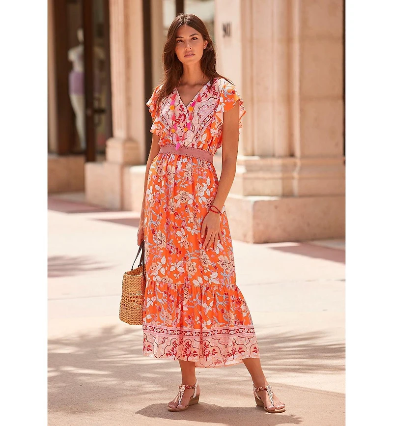 Lascana Women's Floral V-Neck Maxi Dress