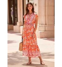 Lascana Women's Floral V-Neck Maxi Dress
