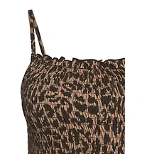 Lascana Women's Viscose Animal Print Smocked Square-Neck Midi Dress