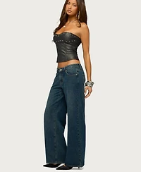 Edikted Women's Izara Studded Faux Leather Corset