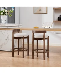 Maison Boucle Swivel Counter Height Bar Stools Set of 2, Linen Upholstered, Mid-Century Modern Stool with Back, Footrest, 26" Seat