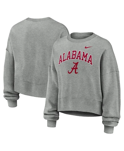 Nike Women's Heather Gray Alabama Crimson Tide Oversized Phoenix Arch Pullover Sweatshirt