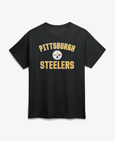 Logo Athletic Men's Black Pittsburgh Steelers Cotton Victory Arch T-Shirt