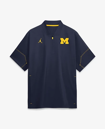 Jordan Men's Navy Michigan Wolverines 2026 Sideline Short Sleeve Quarter-Zip Coach Shirt