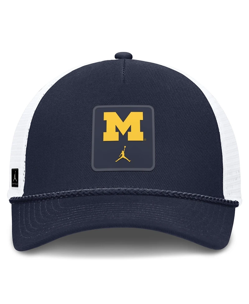 Jordan Men's and Women's Navy Michigan Wolverines 2026 On-Field Gameday Rope Trucker Adjustable Hat