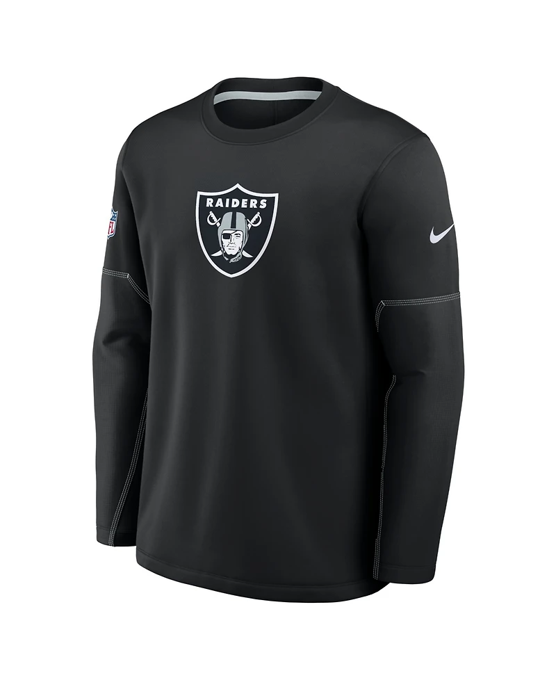 Nike Men's Black Las Vegas Raiders Sideline Coaches Midweight Therma-fit Sweatshirt