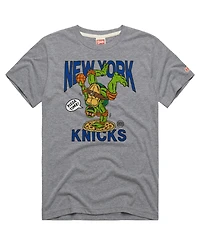 Homage Men's and Women's Gray New York Knicks x Teenage Mutant Ninja Turtles Michelangelo Tri-Blend T-Shirt