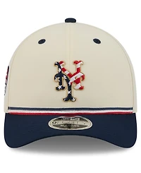 New Era Big Boys and Girls Cream/Navy New York Mets Usa 250 9FORTY M-Crown Adjustable Hat