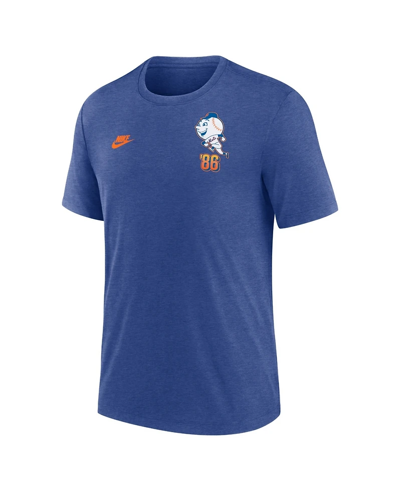 Nike Men's Heather Royal New York Mets World Series 40th Anniversary Tri-Blend T-Shirt