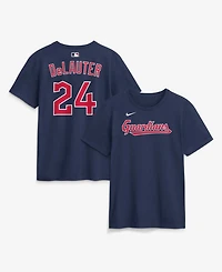 Nike Men's Chase DeLauter Navy Cleveland Guardians Name & Number T-Shirt