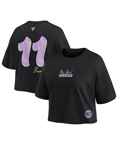 Fanatics Women's Jalen Brunson Black New York Knicks Name & Number Cropped Top