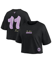 Fanatics Women's Jalen Brunson Black New York Knicks Name & Number Cropped Top