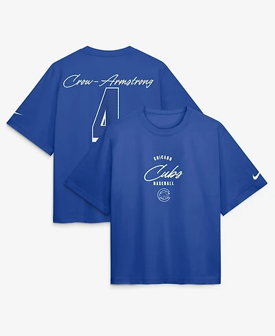 Nike Women's Pete Crow-Armstrong Royal Chicago Cubs Premium Essentials Boxy Name & Number T-Shirt