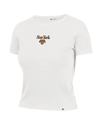 '47 Brand Women's Sand New York Knicks Straight Cut Baby Rib T-Shirt