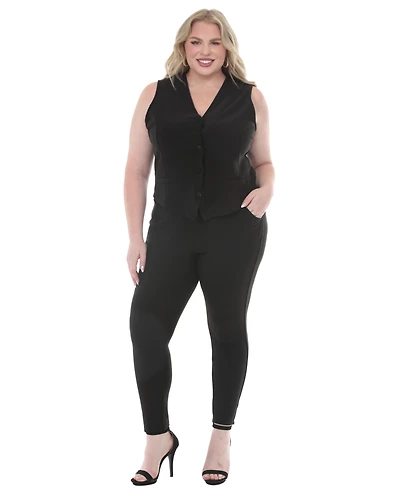 White Mark Plus Tailored Vest Ankle Pants Matching Set