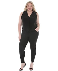 White Mark Plus Tailored Vest Ankle Pants Matching Set
