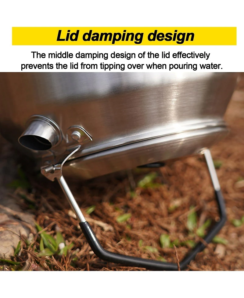 Piscifun 1L Stainless Steel Camping Kettle Portable Fast Heating For Outdoor Hiking Travel