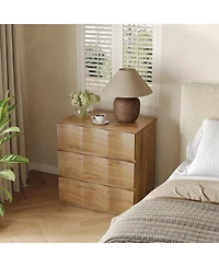 Tribesigns Farmhouse Nightstand with 3 Drawers Set of 2, Fluted Bedside Table, Rustic Wood Storage End Table
