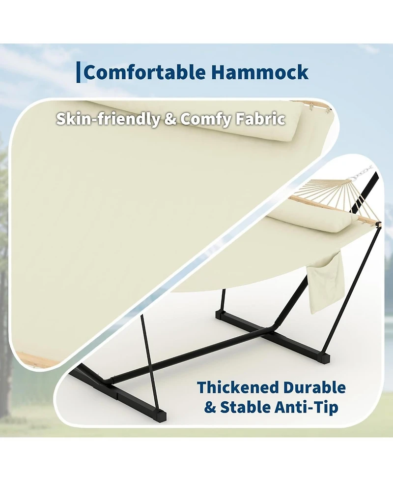 gaomon Outdoor Double Hammock with Heavy Duty Adjustable Steel Stand