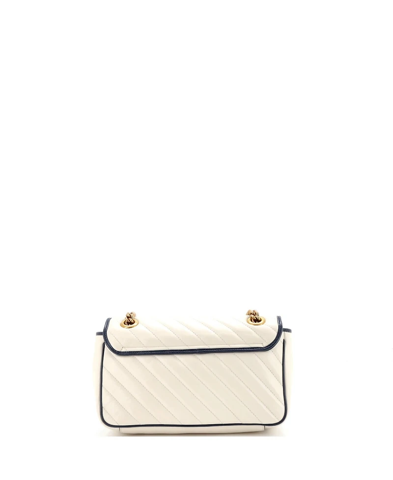 Pre-Owned Gucci Small Gg Marmont Flap Bag Diagonal Quilted Leather