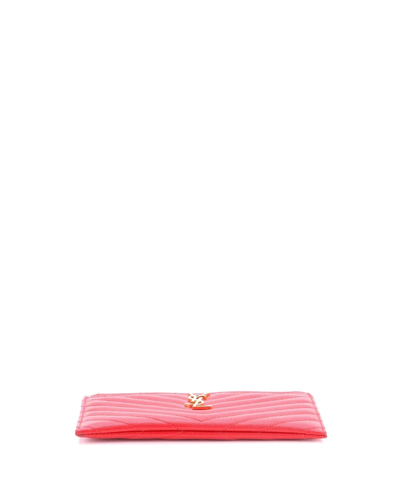 Pre-Owned Saint Laurent Medium Classic Monogram Zip Bill Pouch Matelasse Chevron Leather
