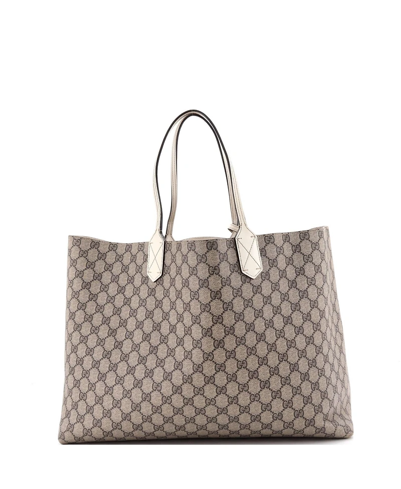 Pre-Owned Gucci Medium Reversible Tote Gg Coated Canvas with Leather