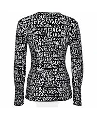 Pre-Owned Balenciaga Women's Wavy Logo Knitted Crew Neck Top
