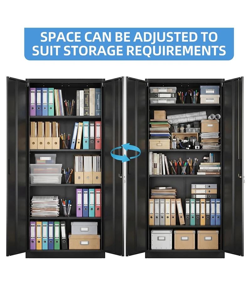 Boyel Living Lockable Steel File Cabinet, Adjustable Shelves, Metal Document Storage Cabinet for Home Office