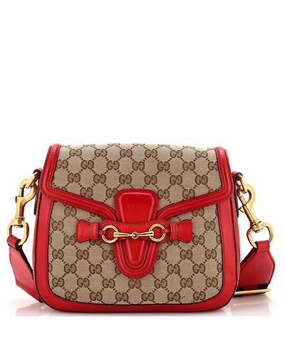 Pre-Owned Gucci Medium Lady Web Shoulder Bag Gg Canvas