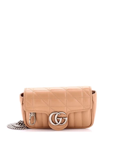 Pre-Owned Gucci Super Mini Gg Marmont Flap Bag Mixed Matelasse Leather