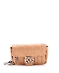 Pre-Owned Gucci Super Mini Gg Marmont Flap Bag Mixed Matelasse Leather