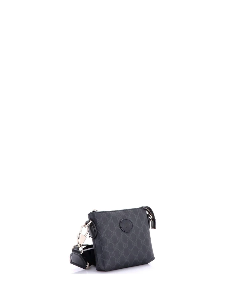 Pre-Owned Gucci Mini Interlocking G Patch Wristlet Messenger Bag Gg Coated Canvas