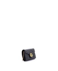 Pre-Owned Gucci Mini Gg Marmont Chain Wallet Matelasse Leather