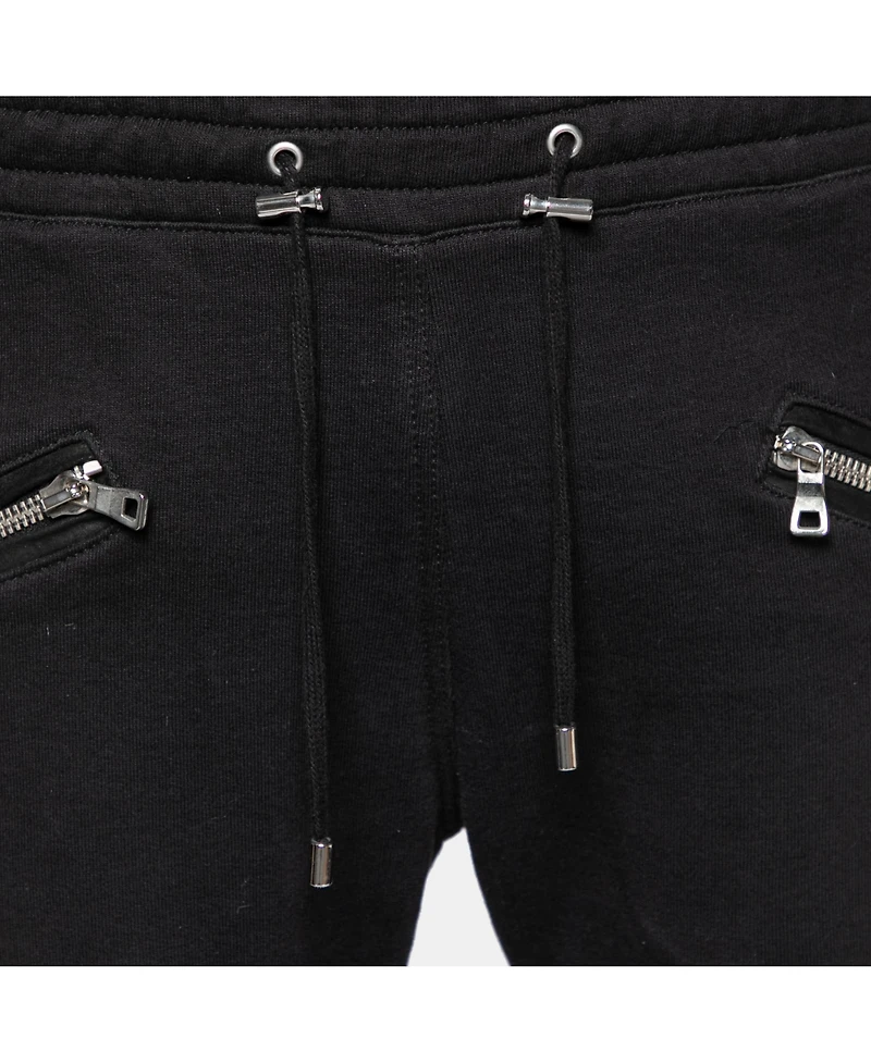 Pre-Owned Balmain Men's Cotton Rib Paneled Biker Track Pants