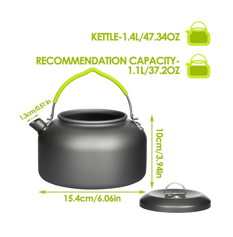 Piscifun 1.4L Portable Camping Kettle Lightweight Outdoor Boiling Tea Coffee Pot