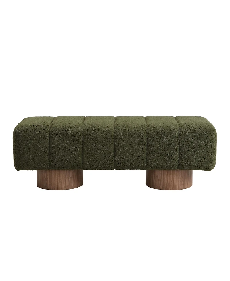 Flynama 50" Boucle Bench - No-Assembly Upholstered Seat for Dining and Entryway