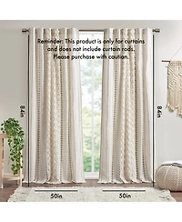Avobird Cotton Printed Curtain Panel with Chenille Stripe and Lining 50x84