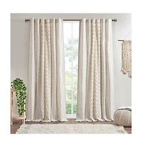 Avobird Cotton Printed Curtain Panel with Chenille Stripe and Lining 50x84