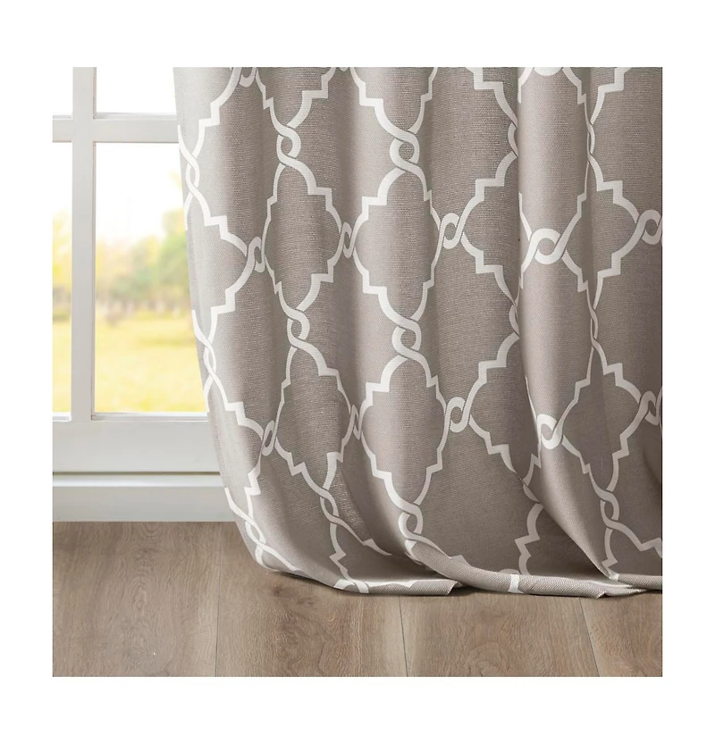 Avobird Fretwork Print Grommet Top Window Curtain Panel Only 1 Pc Panel