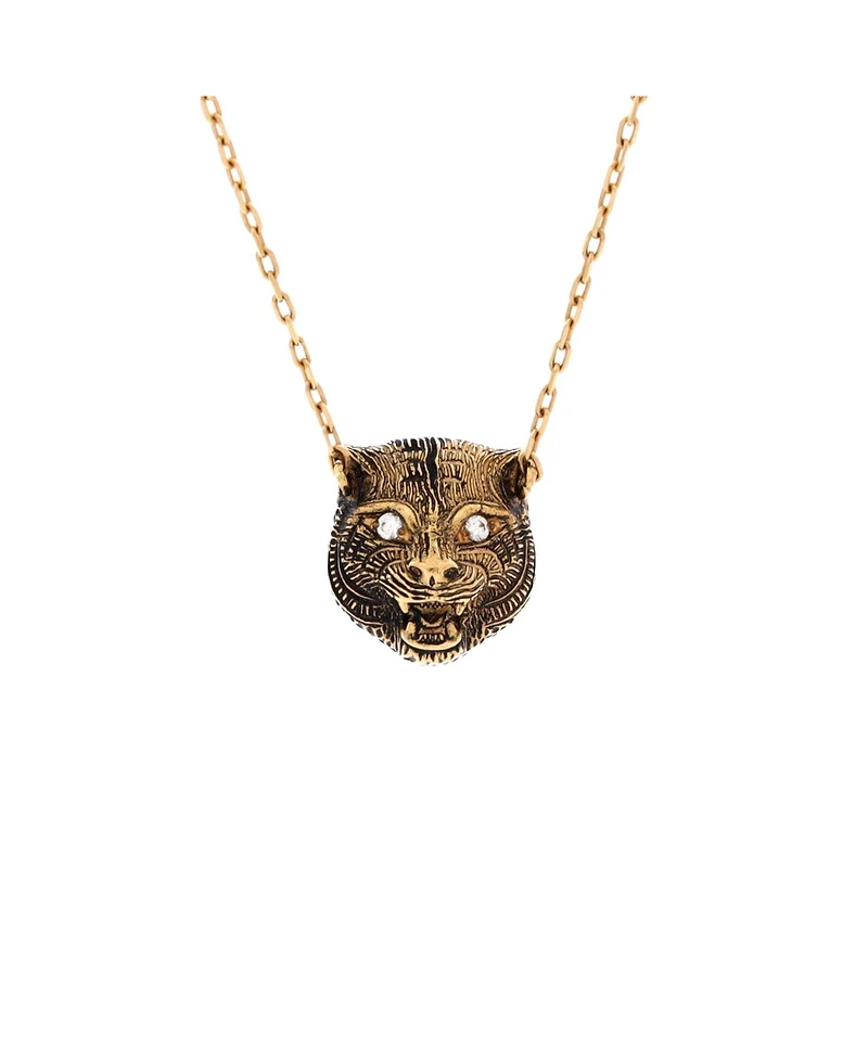Pre-Owned Gucci Le Marche Des Merveilles Feline Head Pendant Necklace