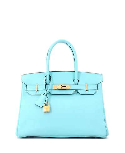 Pre-Owned HERMES Birkin 30 Handbag Blue Epsom with Gold Hardware