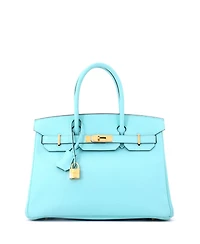 Pre-Owned HERMES Birkin 30 Handbag Blue Epsom with Gold Hardware