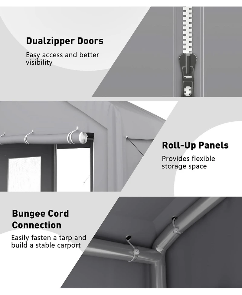 gaomon Heavy Duty Carport Sidewalls - 220G Pe Fabric, Weatherproof and Uv Protection