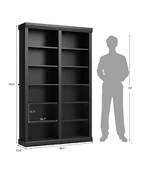 homfan 74.5 Inch Tall Bookshelf with Double Storage, Extra Large Bookshelf, 6-Tier Wide Bookshelves 12 Cubbies,Wide Freestanding Bookcases