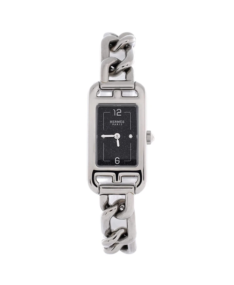 Pre-Owned HERMES Nantucket Quartz Watch in Stainless Steel with Aventurine Dial and Diamond Markers 17mm